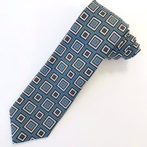 Robert Talbott Estate Repp Blue Geometric Squares Lux Silk Men’s Necktie LNWOT